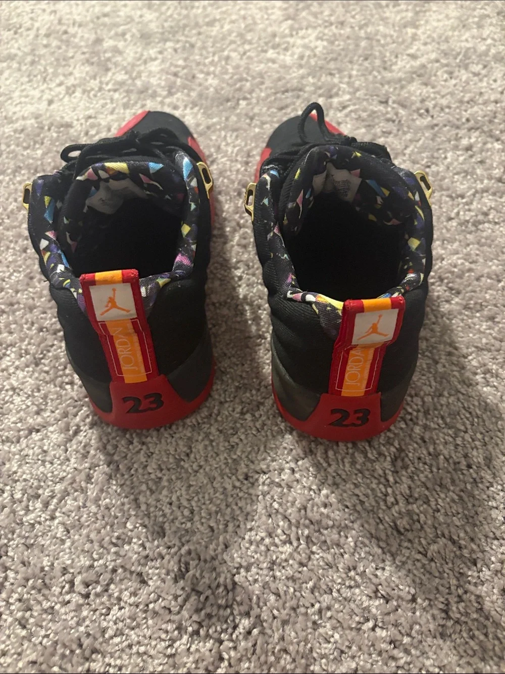 Jordan Men Black & Red Basketball Sneakers with Colorful Inner Collar